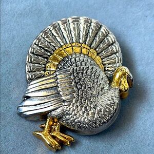 Vintage Best Silver and Gold tone Turkey Brooch